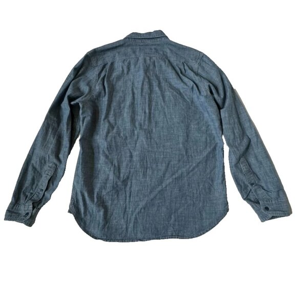 Outerknown Mens M Chambray Utility Shirt Button Front Denim Blue Long Sleeve Top - Picture 5 of 9